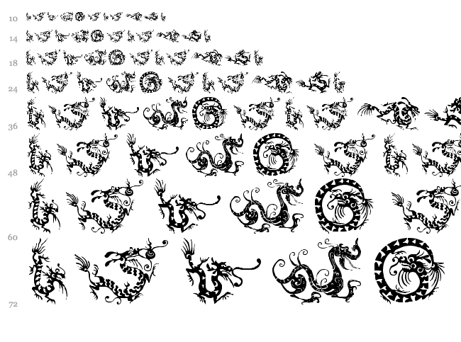 HFF Chinese Dragon font waterfall